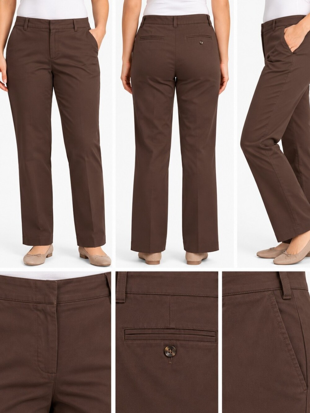 Living Planet Brown Stretch Pants Size 14 Organic Cotton Straight Leg